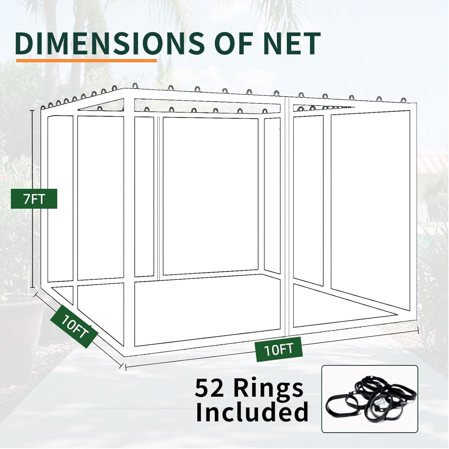 Replacement Gazebo Mosquito Netting 10' x 10',Universal Netting for Canopy Tent,4-Panel with Zipper for Outdoor Patio,Backyard (Mosquito Net Only,Brown)