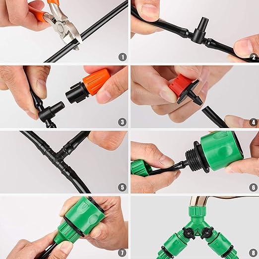 Garden Drip Irrigation Kit,98FT/30M 149Pcs Plants Misting System for Lawn Patio Automatic Irrigation Equipment with 1/4" Blank Distribution Tubing Hose Adjustable Nozzle Emitters Sprinkler