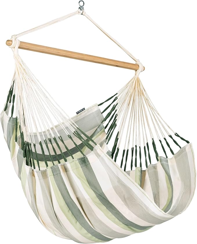LA SIESTA® - XL King Domingo Hammock Swing Chair - Weather & Tear Resistant Hanging Hammock Chair - Indoor Outdoor Hammock Chair Swing - Hanging Chair for Patio Porch Bedroom - Max 355 Lbs, Cedar