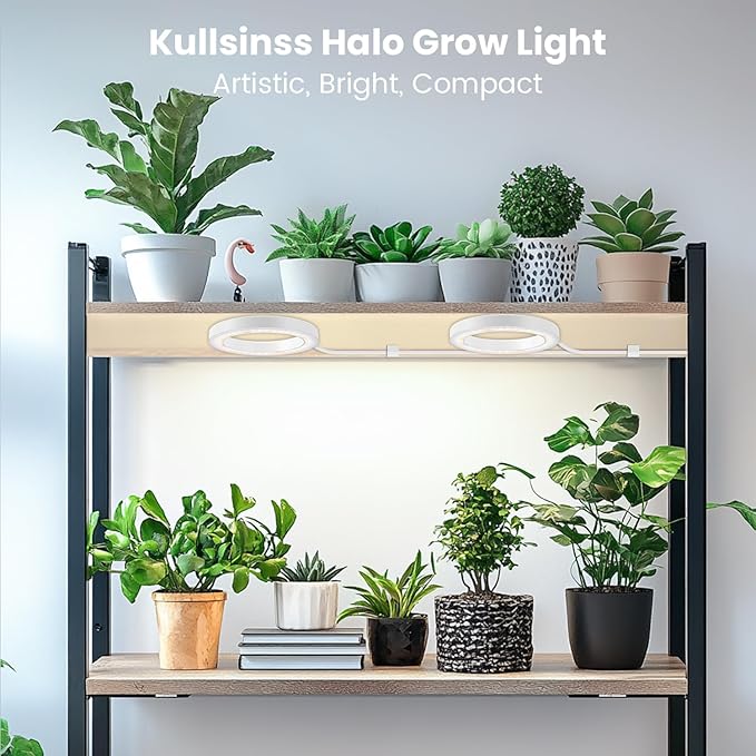 6" Ceiling Grow Lights for Indoor Plants, 168 LEDs Full Spectrum Grow Light, Halo Under Cabinet Plant Growing Lamp with 6/12/16H Auto Timer, 3 Spectrum Modes, 5 Brightness Levels (2-Head)