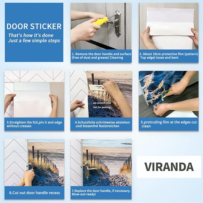 3D Door Stickers - Sirte Dunes - Peel & Stick Wallpaper - Removable PVC - Waterproof - Bedroom & Living Room Decoration - 37.4"x84.6"