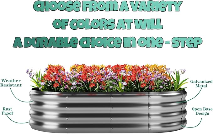 Galvanized Metal Planter Round Raised Garden Bed Kit for Gardening Outdoor Grow Garden Box Raised Flower Bed Round Galvanized Planter Outdoor Brown 1PC