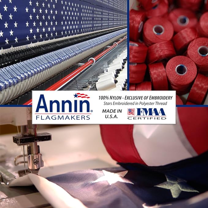 Annin Flagmakers (2320) SolarGuard Nyl-Glo American Flag, Made in USA, 8 x 12 Feet, Nylon