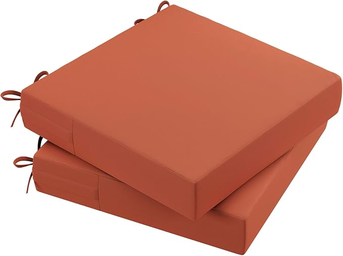 AAAAAcessories Outdoor Seat Cushions for Chairs, Waterproof, Fade-Resistant Patio Furniture Replacement Cushions, 21" x 21" x 4", Set of 2, Rust