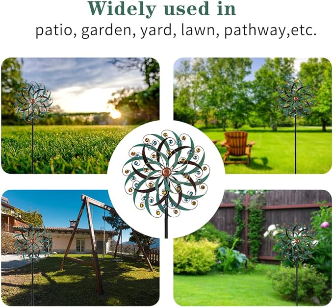 Stargarden Large Metal Wind Spinners for Outdoor, Metal Yard Art Wind Sculptures & Spinners for Yard and Garden Decorations (20x80 Inches)