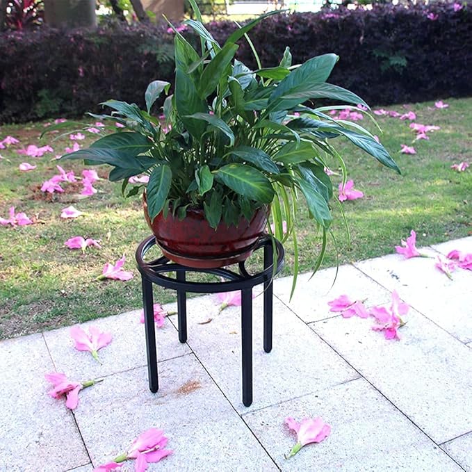 Zhongma Set of 3 Metal Plant Stand for Heavy Potted Plant for Home Indoor and Outdoor, 220 LBS Capacity & Heavy Duty Construction, Sturdy Plant Riser without Installation Required