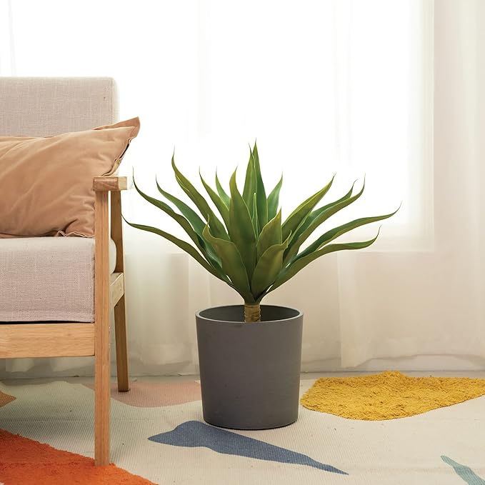 Velener Fake Agave Artificial Plant: Unpotted Fake Agave Plant for Room Decor, UV Resistant Faux Agave Plant for Outdoor/Indoor Decor, 22 inches, Set of 1