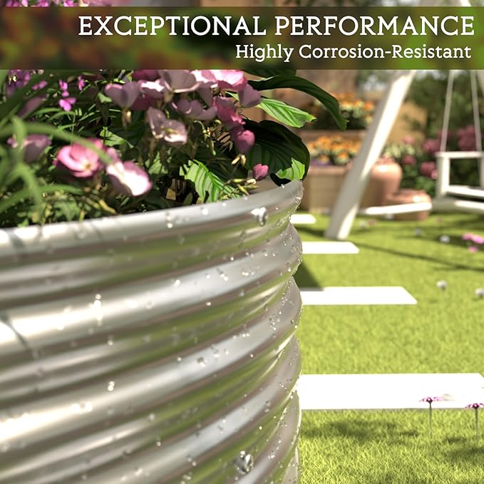3 Pack Galvanized Raised Garden Bed Outdoor,Metal Garden Bed for Vegetables,Steel Raised Beds for Gardening,Above Ground Garden Box for Flower-45x20 inch