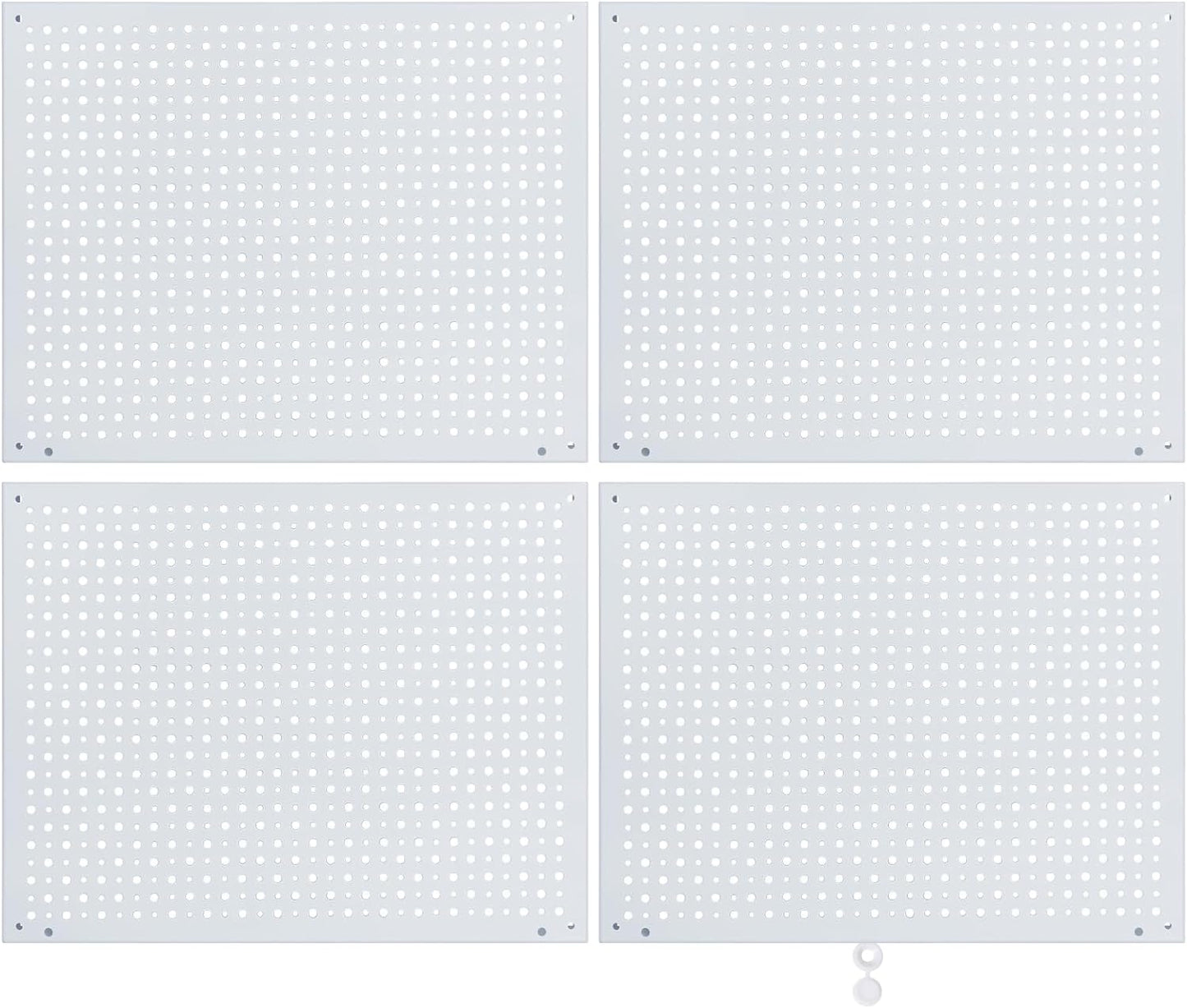 Peg Board, Heavy Duty Steel Organization Panels, Universal 1/8 and 1/4 Peg Board Accessories, Ideal for Garage Tool Storage, Pack of 4(White, 16X12)