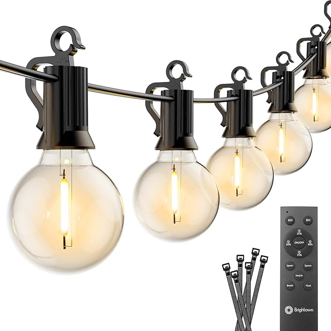 Outdoor String Lights with Remote - 58 Ft Globe Patio Lights, 4 Lighting Modes, 25 LED G40 Bulbs Waterproof Connectable Commercial Hanging Lights for Backyard Party