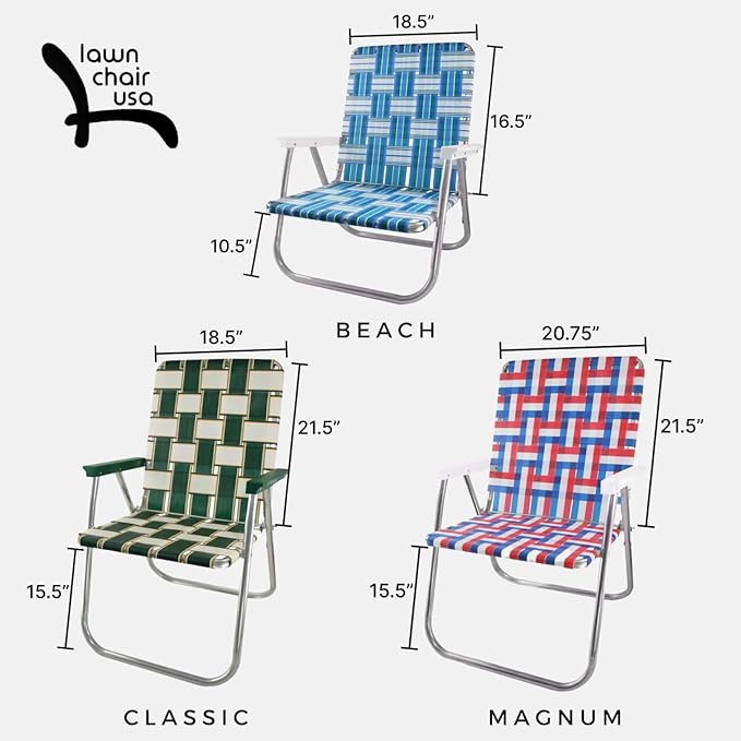 Lawn Chair USA Folding Aluminum Outdoor Patio Lawn Chair | Heavy-Duty Webbed Chairs for Camping, Sports, Beach, Yard & Tailgating | Lightweight Portable | High Back Beach Chair - Rasta Flag