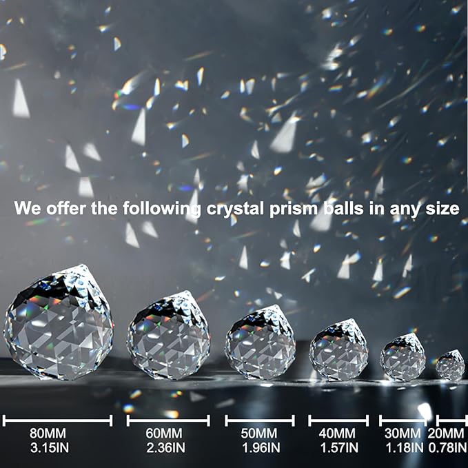 MerryNine 30mm/1.18" 20pack Crystal Ball Prism Sunshine Catcher Rainbow Pendants Maker, Hanging Crystals Prisms for Windows, for Feng Shui, for Gift (AB Color)