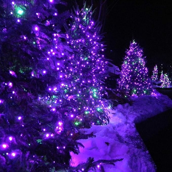 Toodour Solar Christmas Lights Outdoor, 200 LED 8 Modes Christmas String Lights, Waterproof Solar Light String for Garden, Patio, Fence, Holiday, Party, Balcony, Outdoor Christmas Decorations - Purple