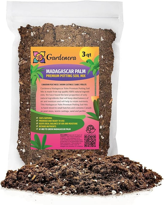 Madagascar Palm Potting Soil - Enhance Growth and Health with Professional Grade Nutrient-Rich Mix - 3 Quart
