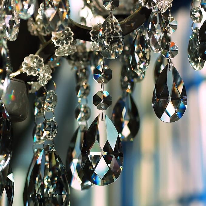 1ft 8pcs Teardrop Crystals Garland, Hanging Chandelier Crystals Prism Beads Chain for Wedding Home Decoration Clear GOLDENHAITAI