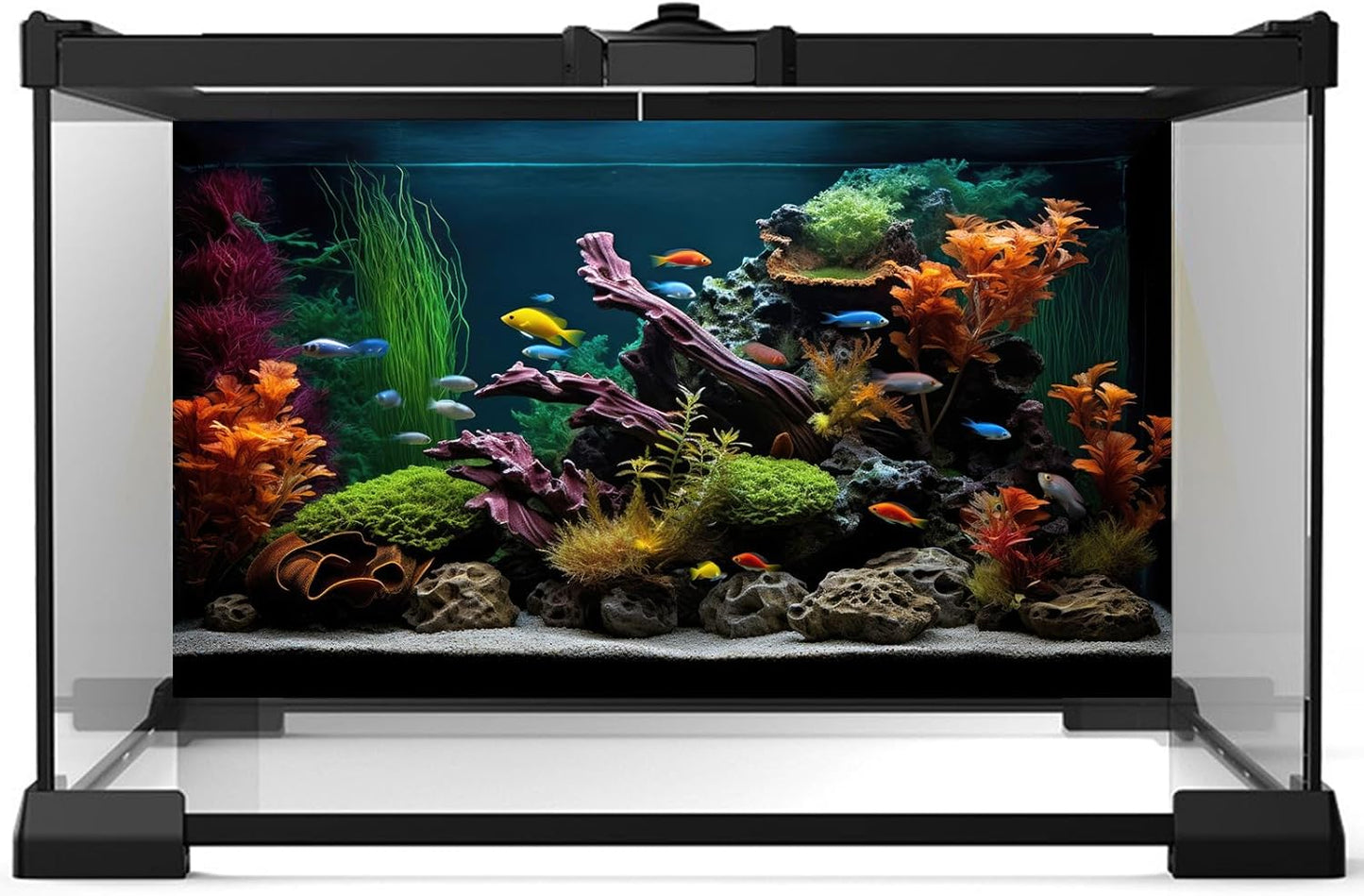 Aquarium Background Lush Aquatic Colorful Plants Terrarium Background Redwood Root Coral Reef Jungle Style Fish Tank Background Amazing Underwater View Aquarium Backdrop Wallpaper Poster Vinyl 30x18in