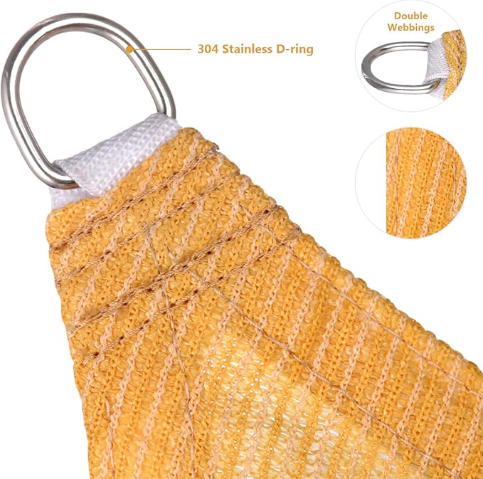 Eden's Decor Straight Flat-Edged Sun Shade Sail Rectangular 17' x 22' Wheat UV-Blocking Outdoor Canopy Fabric Cloth Awning for Pergola Patio Garden Backyard Custom Size