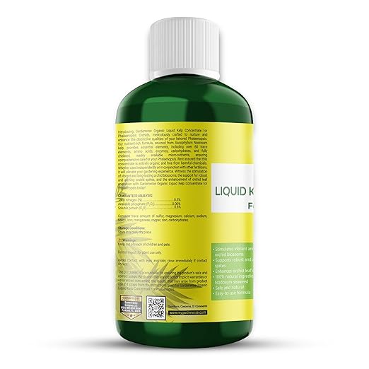 Organic Premium Kelp Seaweed Concentrate: Fertilizer for Phalaenopsis Orchids – Liquid Plant Fertilizer – Orchid Bloom Booster – Seaweed Extract for Plants (32 OZ)