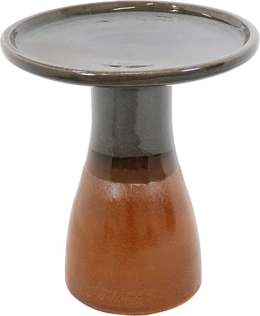 Sunnydaze 21" H Ceramic Bird Bath for Outside - Hand-Painted Outdoor Bird Bath Bowl, UV/Frost-Resistant Finish - Dusty Rose - Classic Pedestal