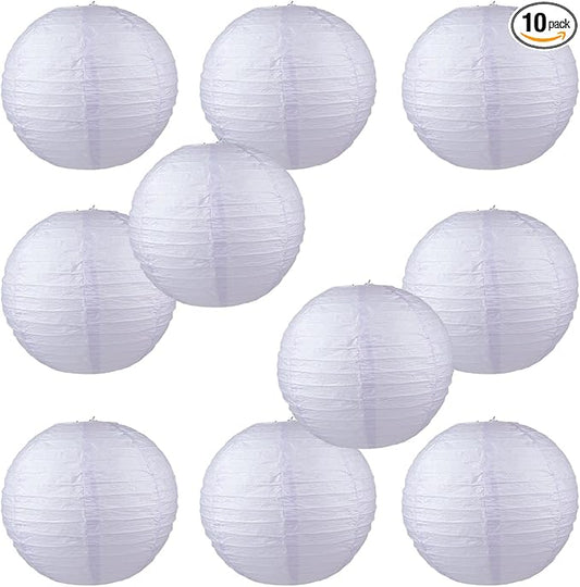 WYZworks Round Paper Lanterns 10 Pack (Light Lavender, 10") - Hanging Paper Lanterns Lamp for Wedding, Birthday, Party and Home Decorations with 8", 10", 12", 16" Option