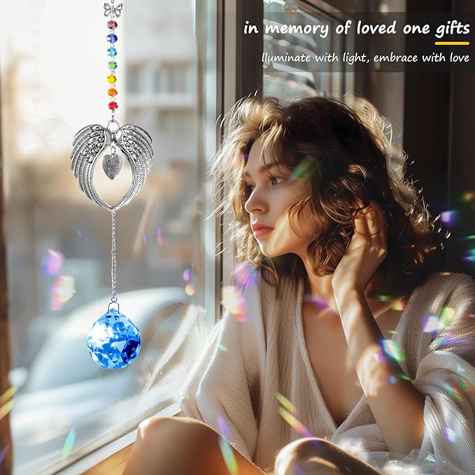 Memorial Gifts for Loss of Loved One Unique Sympathy Gifts Rainbow Sun Catcher Indoor Window Hanging Crystal Prism Grief Bereavement Gifts Ideas for Who Loss of Mom Dad (Navy Blue)