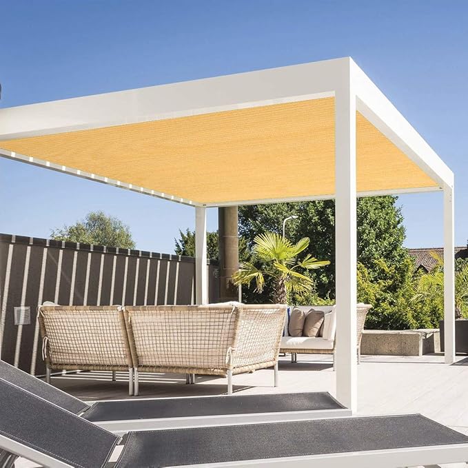 Eden's Decor Straight Flat-Edged Sun Shade Sail Rectangular 6' x 16' Wheat UV-Blocking Outdoor Canopy Fabric Cloth Awning for Pergola Patio Garden Backyard Custom Size
