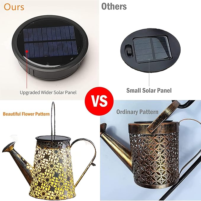 Solar Watering Can Lights, Large Retro Metal Hanging Solar Lights Outdoor Waterproof, Gardening Gifts for Mom Grandma Women Birthday, Garden Decor Yard Light Outside for Porch Landscape Patio