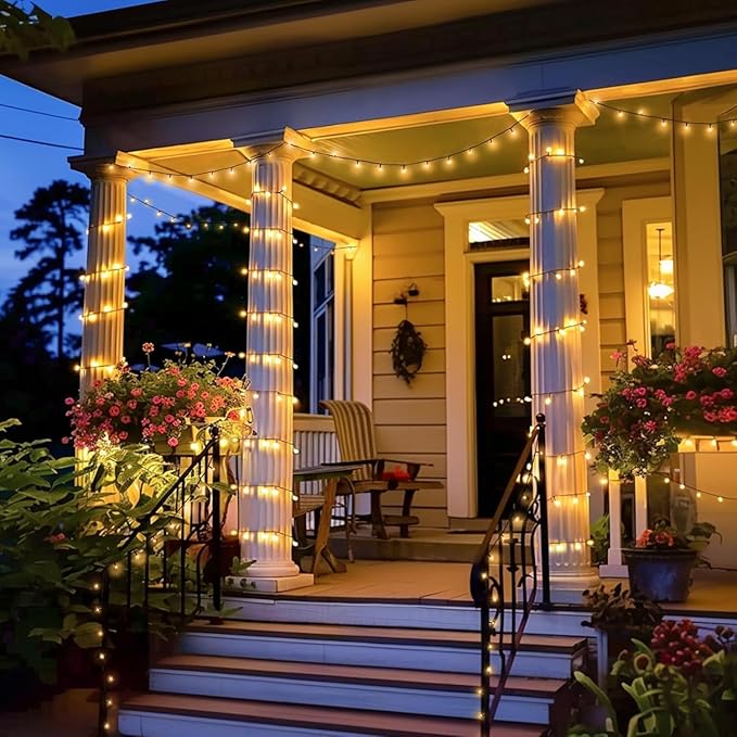 JMEXSUSS 500 LED Christmas Lights Outdoor, 173ft Warm White String Lights for Outside, 8 Modes Plug in Twinkle Light for Holiday Tree Indoor Ceiling House Decorations
