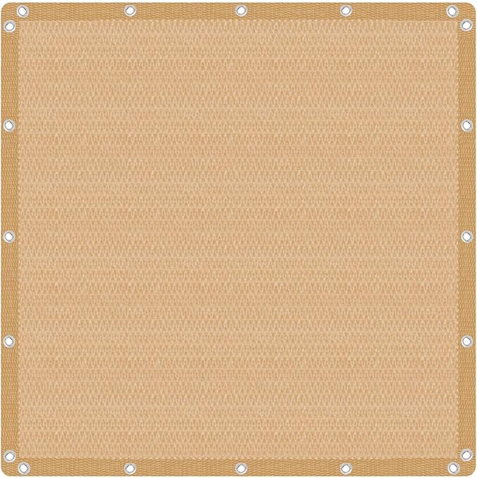 VICLLAX Shade Fabric Sun Shade Cloth with Every 2 FT Grommets for Patio Garden Pergola Cover Canopy 10x20 FT, Wheat