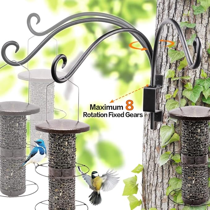 AJART Bird Feeder Hanger of Swivel Hanging Plant Bracket for Outdoor(Black) More Suitable for Outside birdhouses Plant Hooks (16"-2PCs)