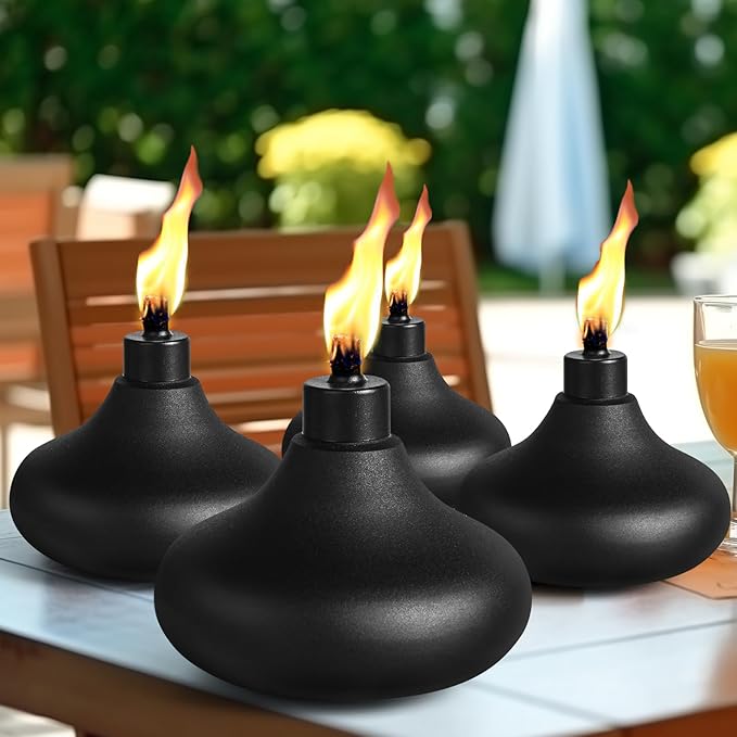 2 Pack Metal Table Top Torches, 24.5oz Citronella Torches for Outside, Refillable Flame Light Torch, Decorative Tabletop Lantern for Yard, Patio, Deck, Garden, Party, Landscape