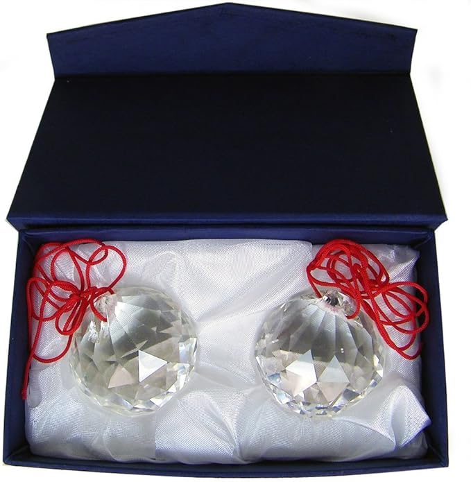 Amlong Crystal 50mm Clear Suncatcher Crystal Ball Prisms Feng Shui X 2Pcs with Gift Box