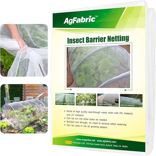 Agfabric Garden Netting 6.5'x30' Insect Pest Barrier Bird Netting for Garden Protection,Row Cover Mesh Netting for Vegetables Fruit Trees and Plants,White