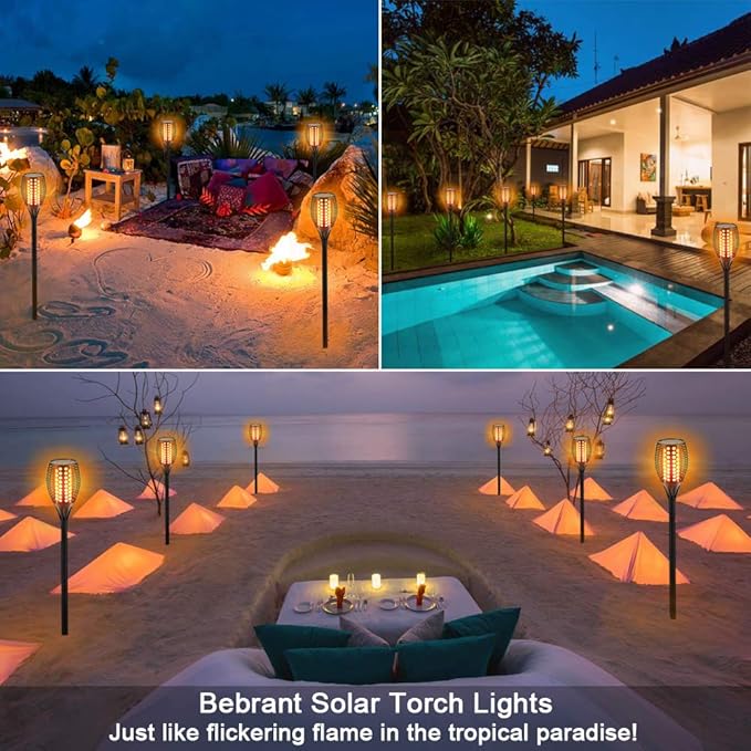 Aityvert Upgraded Solar Torch Lights 43 inches Flickering Dancing Flames Waterproof Outdoor Landscape Decorations Lighting Dusk to Dawn Auto On/Off Solar Lights for Halloween Christmas 2-Pack