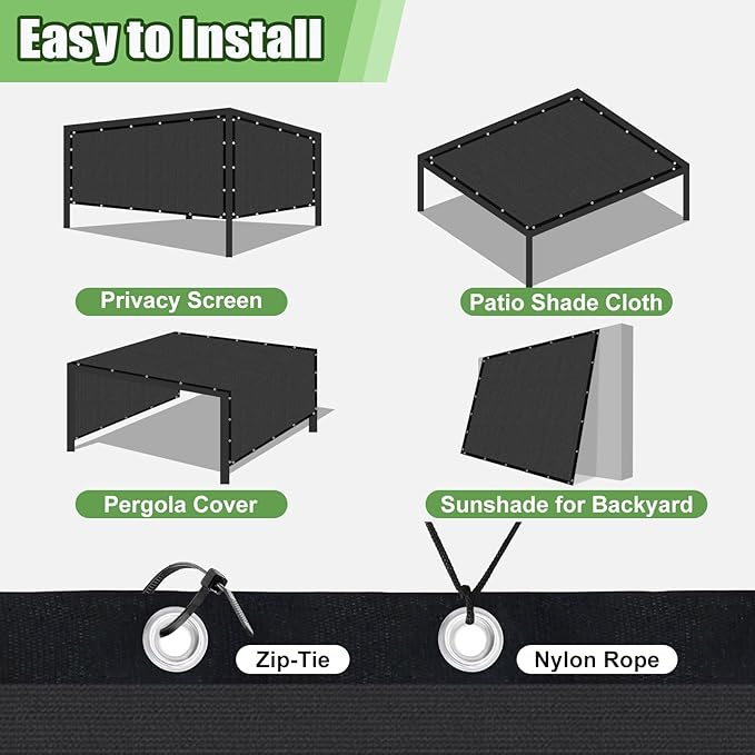 Outdoor 90% Sun Shade Cloth with Grommets, 12 X 19 FT Pergola Shade Cover for Garden Patio Carport Kennel Swimming Pool, Dark Grey (We Make Custom Size)