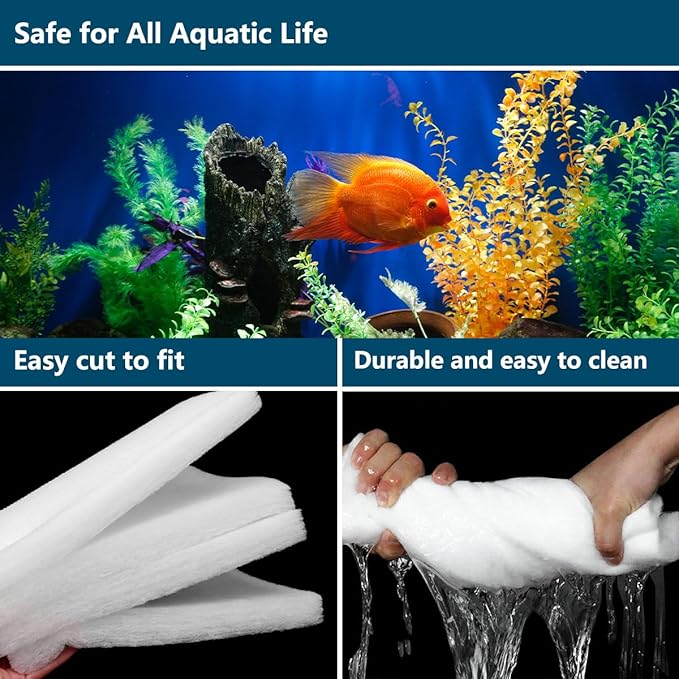 White Koi Pond Filter Pad Fine Bulk Roll- Cut to Fit - Durable Fish Pond Filter Media - Water Garden Aquariums Filter Material - 118" (9.8 ft) x 8" x 3/5" - 4/5" Thickness - 1 Pack