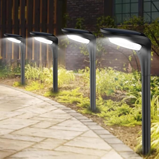 JSOT 150 Lumen Bright Solar Outdoor Lights,4 Pack Solar Pathway Lights Waterproof Landscape Lighting Path Light for Garden Decor Walkway Yard Driveway Holiday Decorative Lamp