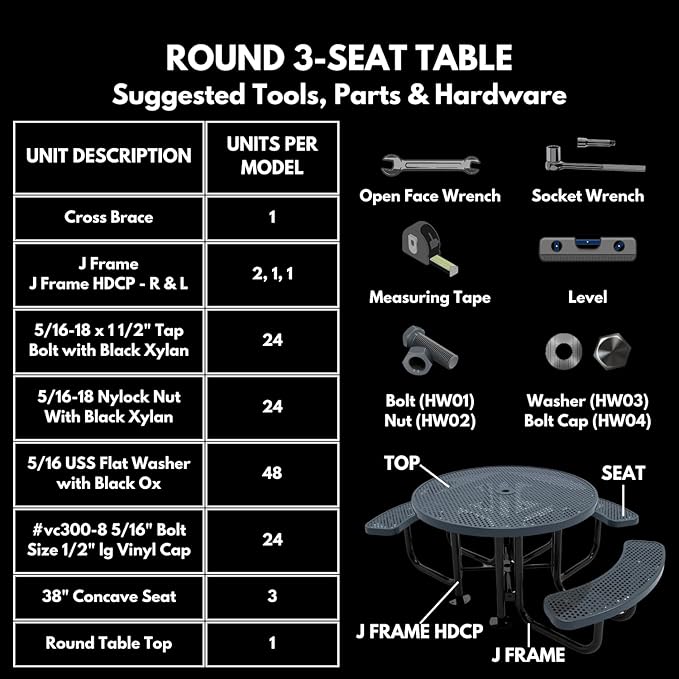 Heavy-Duty Portable Outdoor Picnic Table with Umbrella Hole, Expanded Metal Patio Dining Furniture Made in America (46" Round Top, Red)
