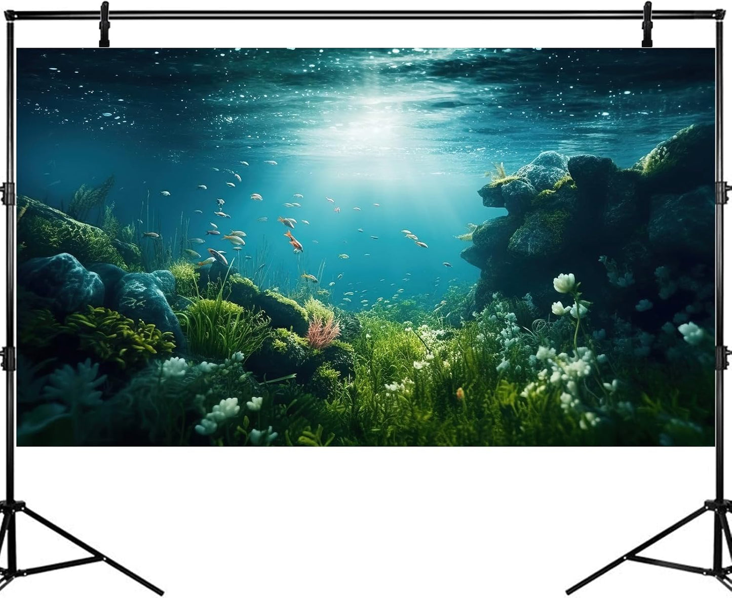 Underwater Aquarium Background Under The Sea Fish Tank Background Ocean Floor Green Aquatic Plants Aquarium Backgrounds Deep Sea Sunray Tropical Fish Aquarium Tank Backgrounds 48x18in