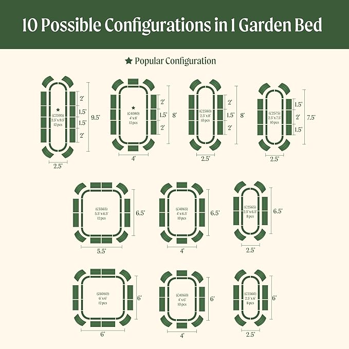 Vego garden Raised Garden Bed Kit, 17" Tall 10 in 1 Modular, Metal Planter Box for Vegetables, Flowers, Herbs, Sky Blue