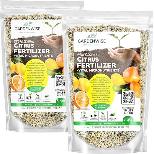Professional Citrus Fertilizer + Vital Micronutrients; Perfect Balanced NPK for All Citrus; for Indoor and Outdoor Plants; Orange, Lime, Avocado and Lemon Tree Fertilizer (20 QUARTS)