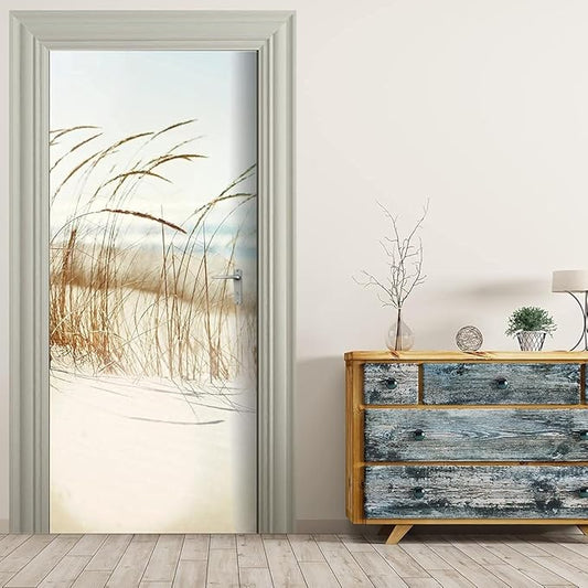Door Wallpaper Self-Adhesive Door Poster 3D Door Picture - Sylter Dune - Door Film Photo Wallpaper Premium PVC Waterproof Door Sticker Wall Sticker for Bedroom Living Room Door Decoration Stickers 86