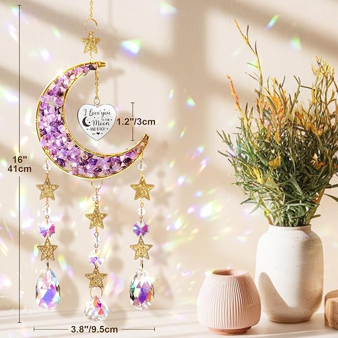 I Love You Gifts for Her Women Wife Girlfriend, Cool Moon Crystal Suncatcher Romantic Birthday Gifts Anniversary Wedding for Mom Her Grandma Wife Couples Wedding Engagement Gifts