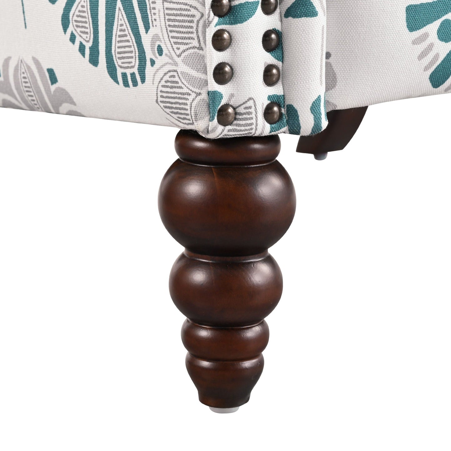 Push Back Recliner Chair Upholstered With Classic Wing Back And Solid Gourd-Shaped Legs