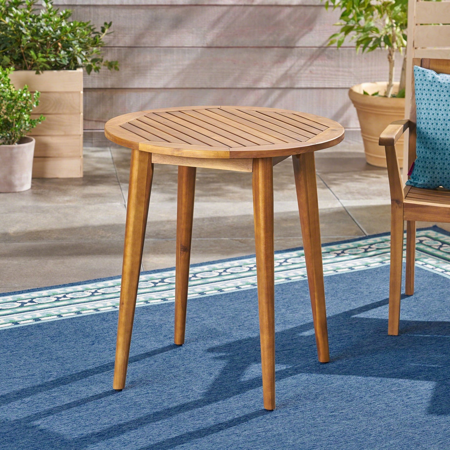 Stamford Modern Outdoor Bistro Table with Water-Resistant Teak