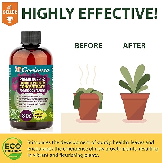 Premium Liquid Jade Fertilizer - 3-1-2 Concentrate for Indoor Plants and Flowers - Organic Plant Food - 8oz