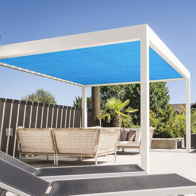 Eden's Decor Straight Flat-Edged Sun Shade Sail Rectangular 13' x 20' Blue UV-Blocking Outdoor Canopy Fabric Cloth Awning for Pergola Patio Garden Backyard Custom Size