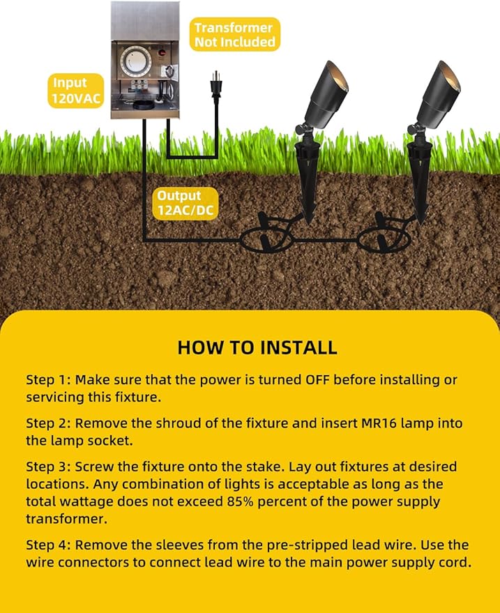 COLOER Brass Low Voltage Landscape Spotlight Fixture(Black) 1-Pack Without Bulb,12V AC/DC Outdoor Spot Lights for Yard, Directional Garden Patio Spot Up Light(101B-Black)