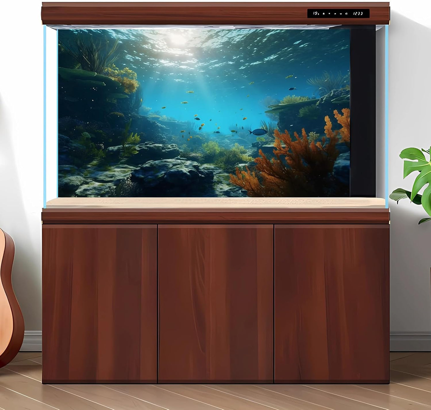Ocean Floor Fish Tank Background Underwater Rock Aquarium Background Under The Sea Terrarium Backgrounds Aquatic Plants Sunlight Fish Tank Backgrounds Tropical Fish Aquarium Wallpaper 30x12in