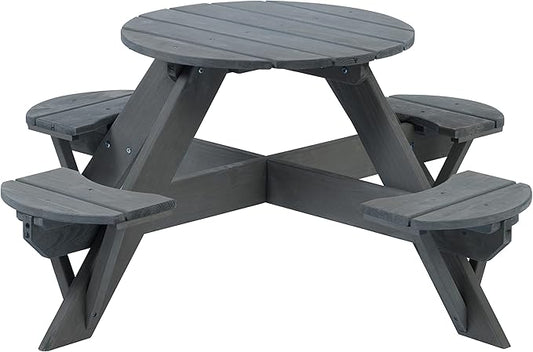 Jack & June Circular Cedar Picnic Table – 100% Cedar Wood – Weather Resistant – Perfect for Outdoor Dining and Entertaining